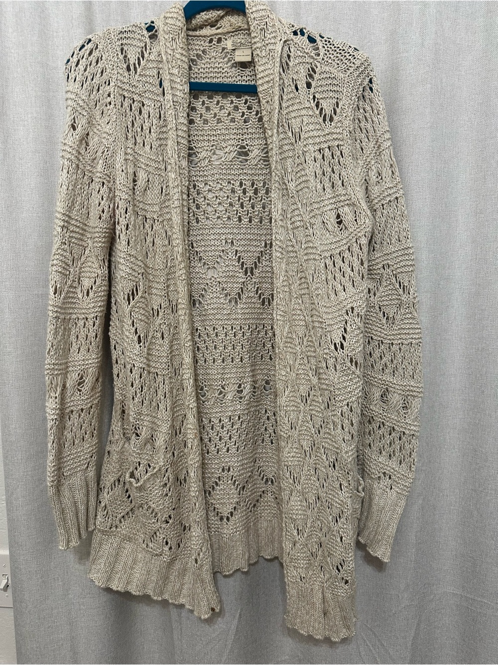 Lucky Brand Large open knit cardigan with waterfall design